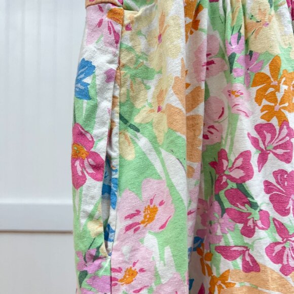 Old Navy Floral Fit & Flare Mini Sundress Women's Linen Blend Pastel Summer Med - Picture 9 of 14